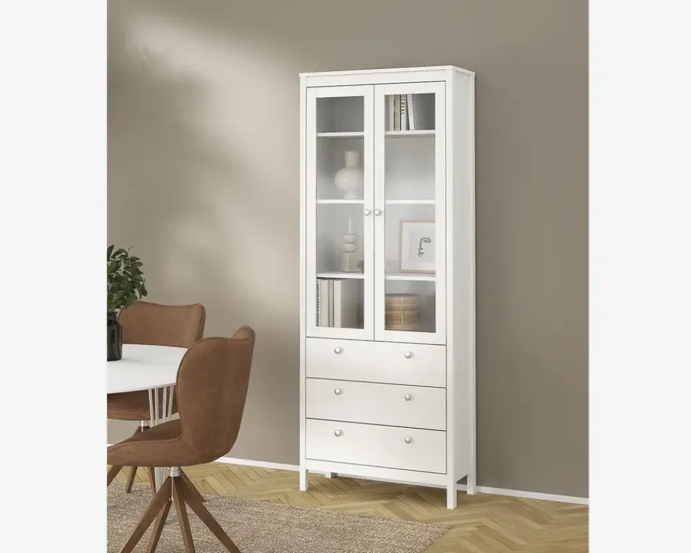 Clearance Daells Bolighus Vitrine Madrid hvid med 3 skuffer