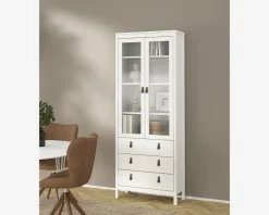 Clearance Daells Bolighus Vitrine Madrid hvid med 3 skuffer