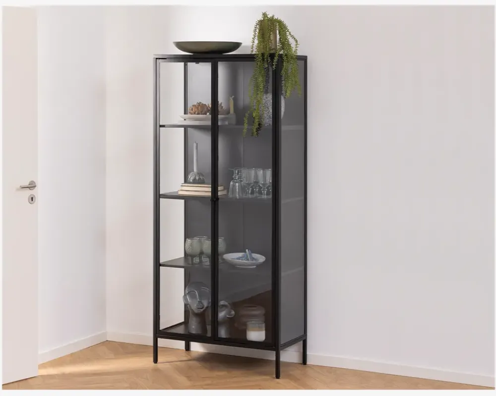 Hot Daells Bolighus Vitrine Newcastle i sort med 4 hylder