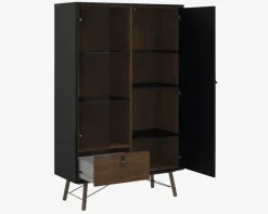 Clearance Daells Bolighus Vitrine Ry B. 102 cm sort/valnød