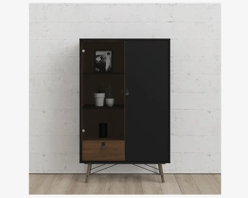 Clearance Daells Bolighus Vitrine Ry B. 102 cm sort/valnød